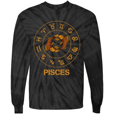 Pisces Zodiac Sign Tie-Dye Long Sleeve Shirt