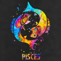 Pisces Zodiac Sign 7 Panel Mesh Trucker Snapback Hat