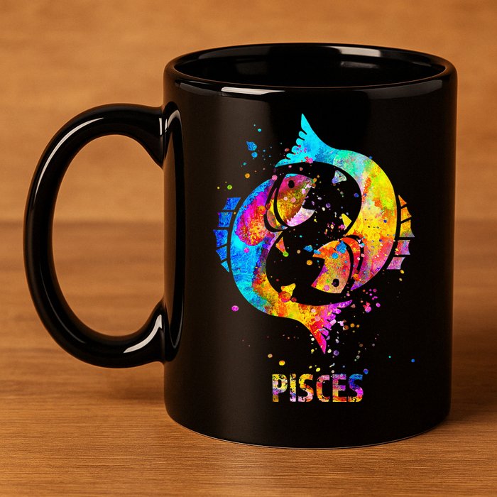 Pisces Zodiac Sign 11oz C Handle Ceramic Mug