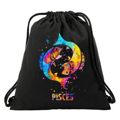 Pisces Zodiac Sign Drawstring Bag