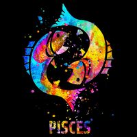 Pisces Zodiac Sign Flat Bill Trucker Hat