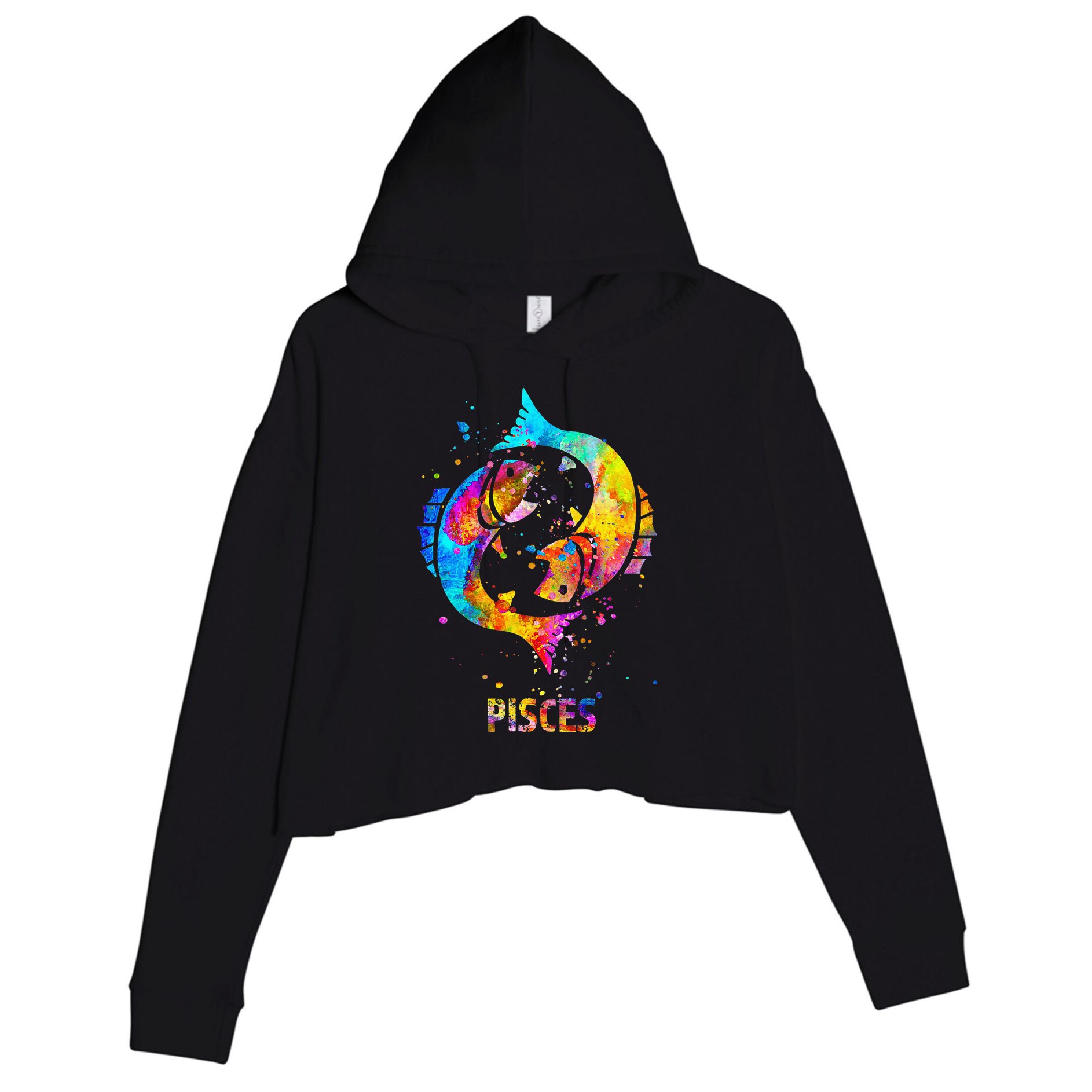 Pisces Zodiac Sign Crop Fleece Hoodie