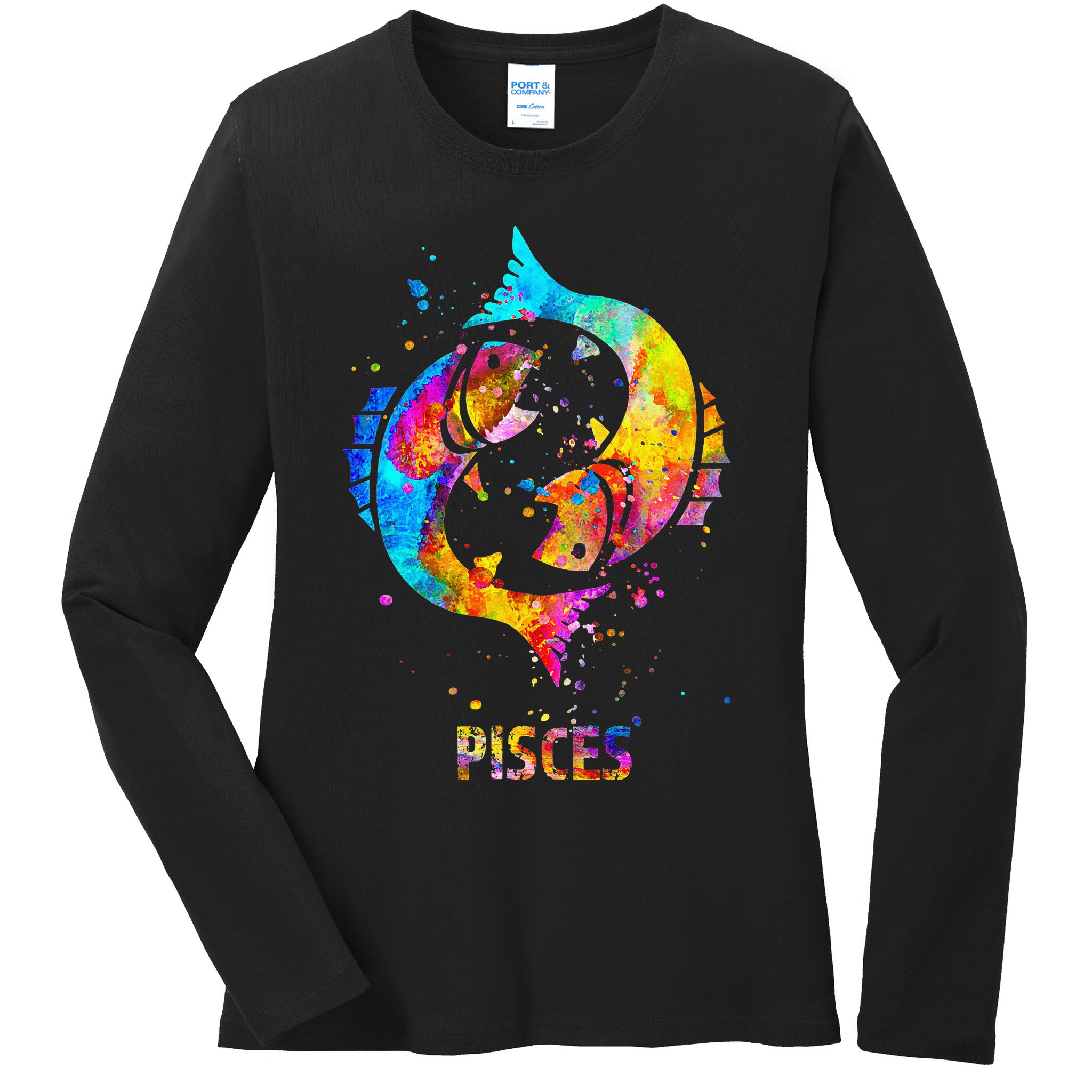 Pisces Zodiac Sign Ladies Long Sleeve Shirt