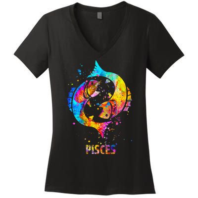 Pisces Zodiac Sign Women's V-Neck T-Shirt