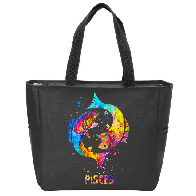 Pisces Zodiac Sign Zip Tote Bag