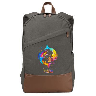 Pisces Zodiac Sign Cotton Canvas Backpack