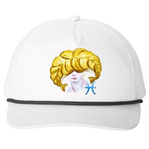 Pisces Zodiac Sign Watercolor Illustration Snapback Five-Panel Rope Hat