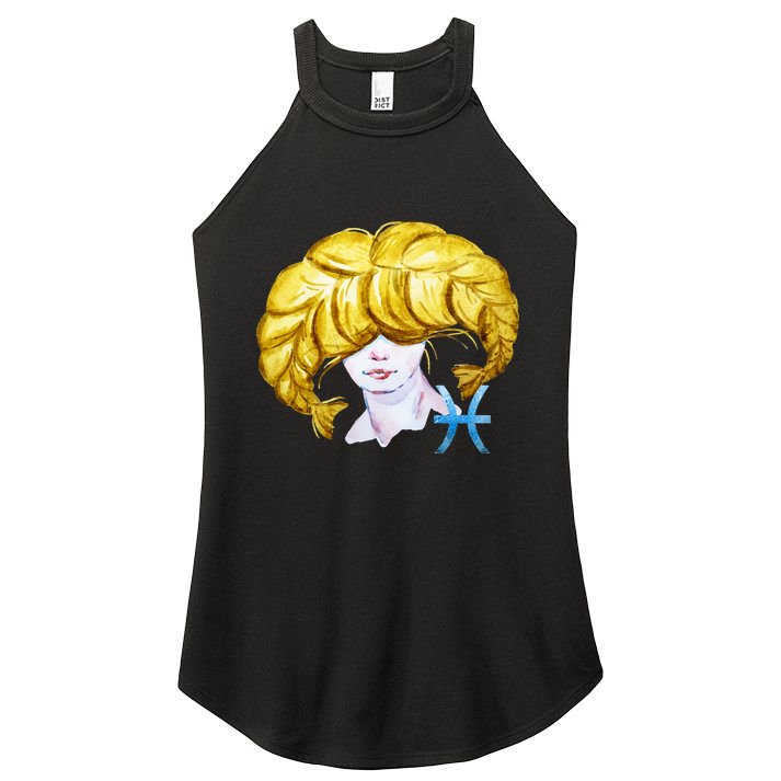 Pisces Zodiac Sign Watercolor Illustration Women's Perfect Tri Rocker Tank