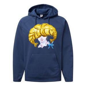 Pisces Zodiac Sign Watercolor Illustration Performance Fleece Hoodie