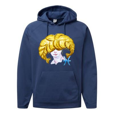 Pisces Zodiac Sign Watercolor Illustration Performance Fleece Hoodie