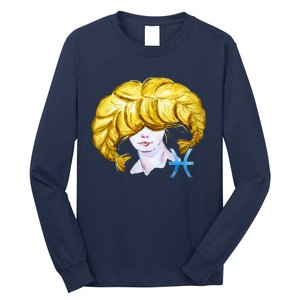 Pisces Zodiac Sign Watercolor Illustration Long Sleeve Shirt