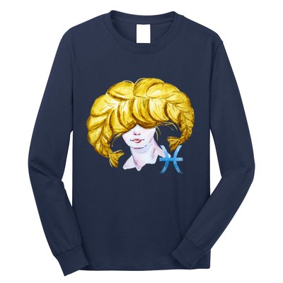 Pisces Zodiac Sign Watercolor Illustration Long Sleeve Shirt