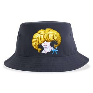 Pisces Zodiac Sign Watercolor Illustration Sustainable Bucket Hat