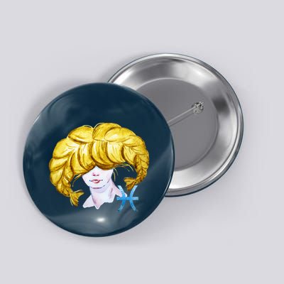 Pisces Zodiac Sign Watercolor Illustration Button