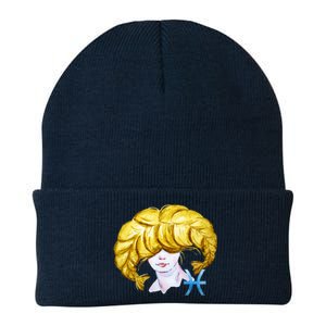 Pisces Zodiac Sign Watercolor Illustration Knit Cap Winter Beanie