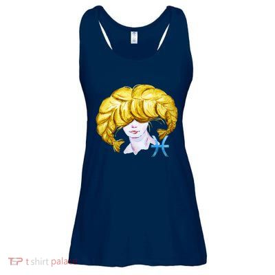Pisces Zodiac Sign Watercolor Illustration Ladies Essential Flowy Tank