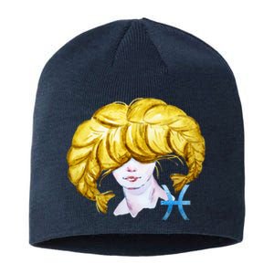 Pisces Zodiac Sign Watercolor Illustration Sustainable Beanie