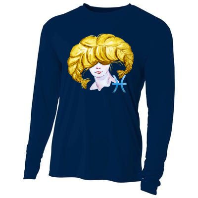 Pisces Zodiac Sign Watercolor Illustration Cooling Performance Long Sleeve Crew