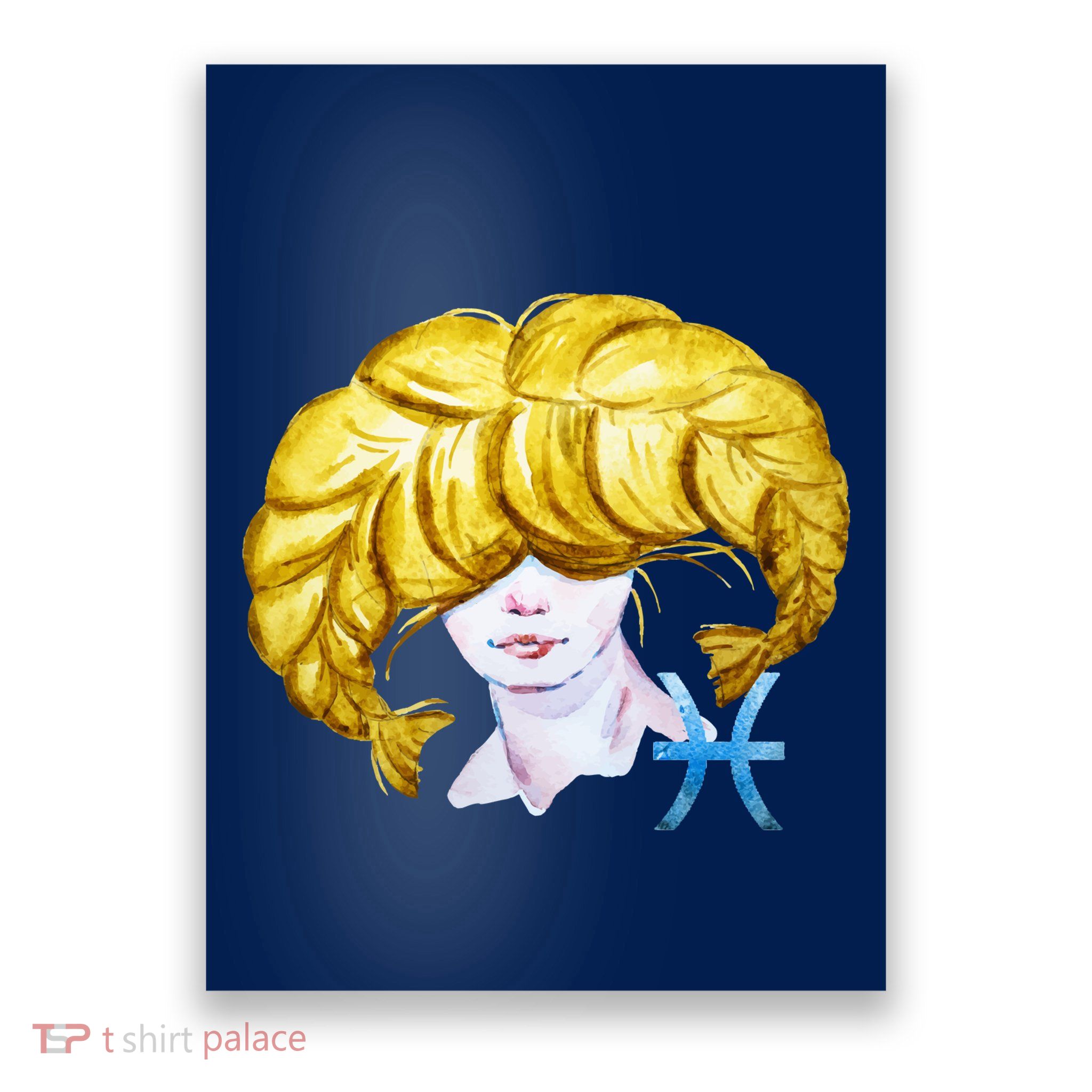 Pisces Zodiac Sign Watercolor Illustration Poster