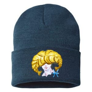 Pisces Zodiac Sign Watercolor Illustration Sustainable Knit Beanie