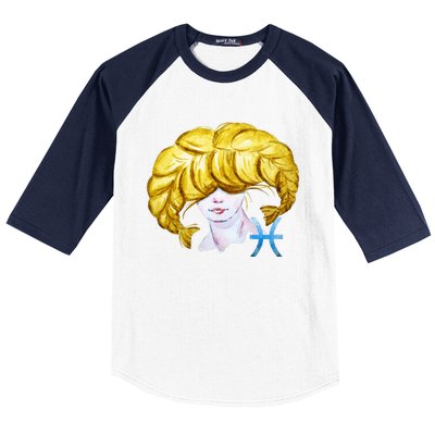 Pisces Zodiac Sign Watercolor Illustration Baseball Sleeve Shirt