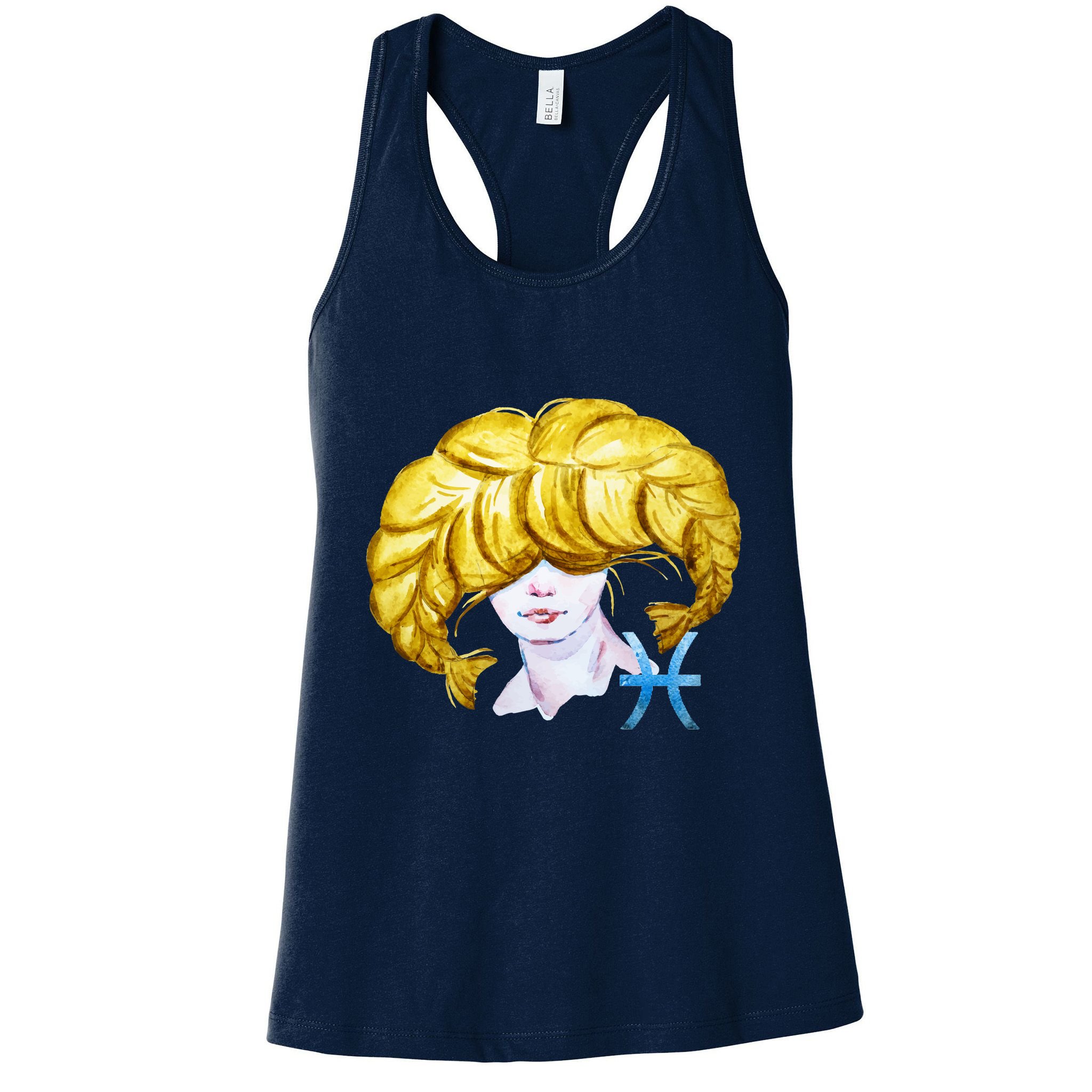 Pisces Zodiac Sign Watercolor Illustration Womens Tank Top