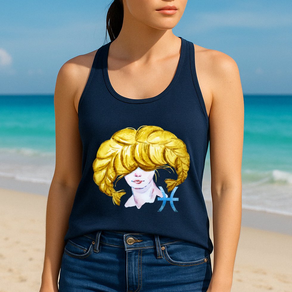 Pisces Zodiac Sign Watercolor Illustration Womens Tank Top
