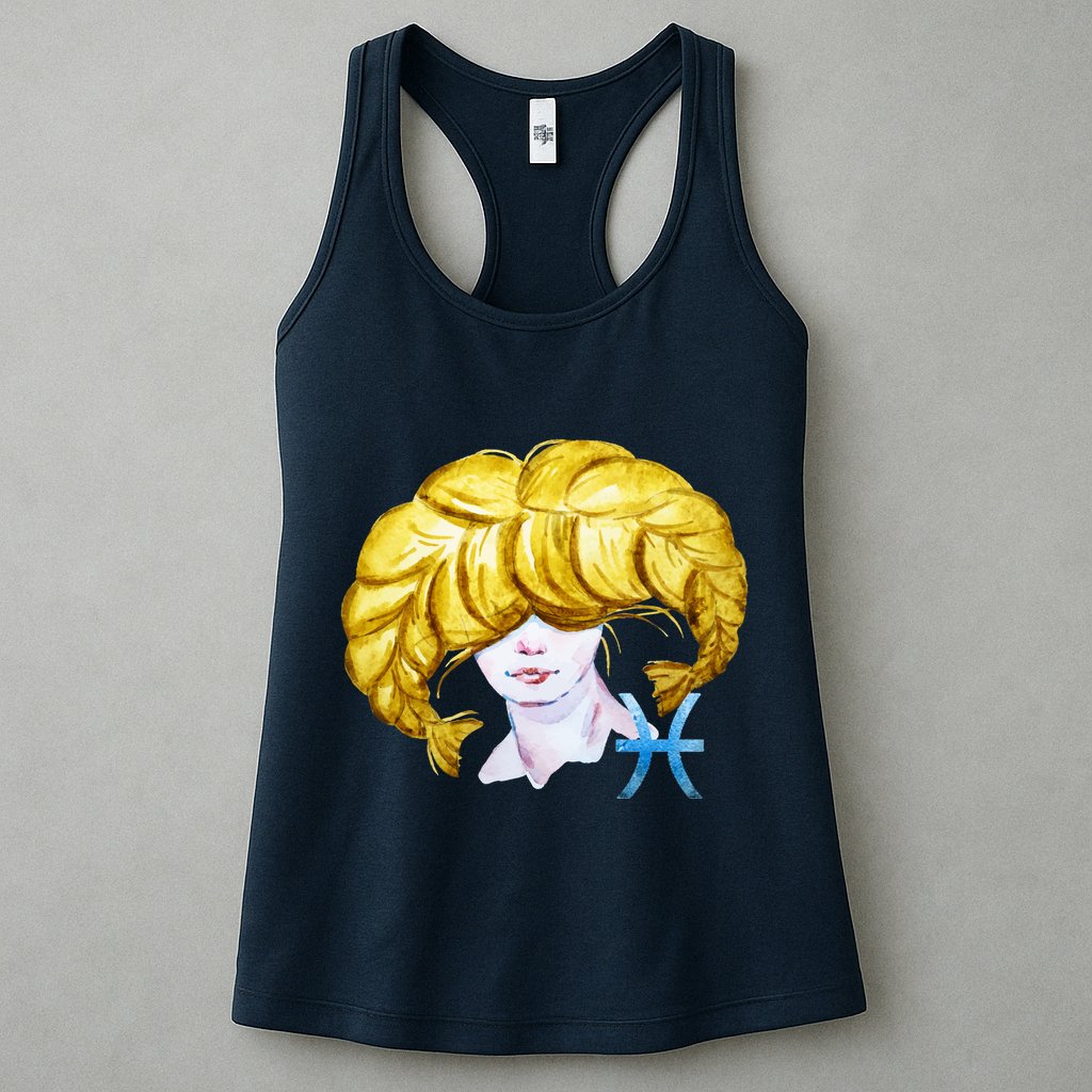 Pisces Zodiac Sign Watercolor Illustration Womens Tank Top