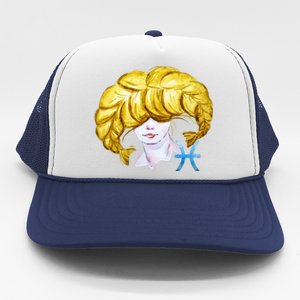 Pisces Zodiac Sign Watercolor Illustration Trucker Hat