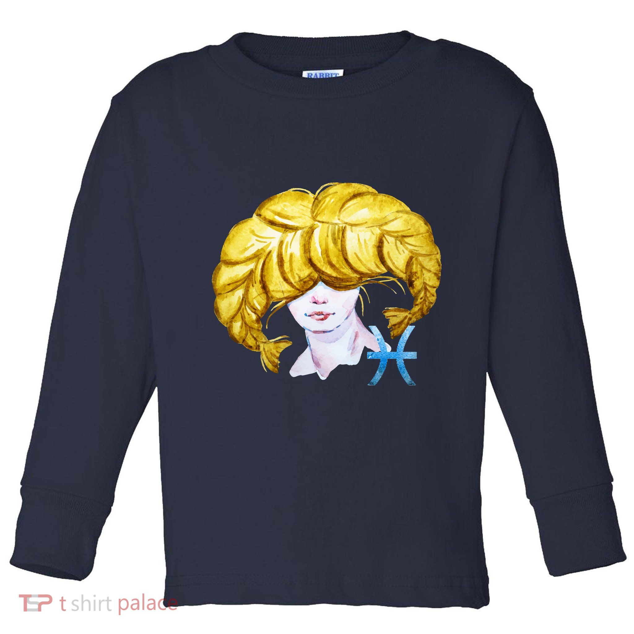 Pisces Zodiac Sign Watercolor Illustration Toddler Long Sleeve Shirt