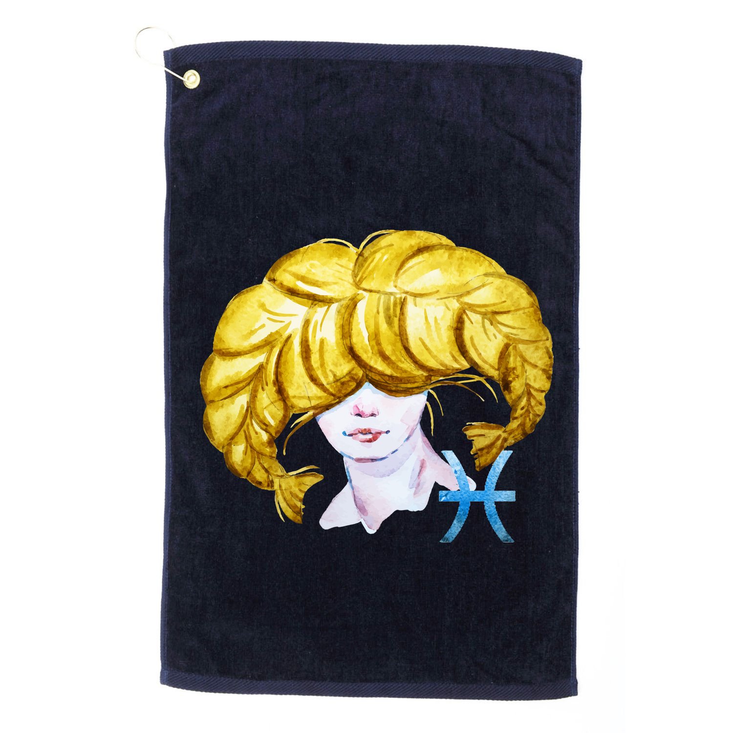 Pisces Zodiac Sign Watercolor Illustration Golf Towel