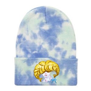 Pisces Zodiac Sign Watercolor Illustration Tie Dye 12in Knit Beanie