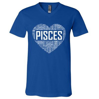 Pisces Zodiac Traits Horoscope Astrology Sign Gift Heart Funny Gift V-Neck T-Shirt