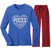 Pisces Zodiac Traits Horoscope Astrology Sign Gift Heart Funny Gift Women's Long Sleeve Flannel Pajama Set 