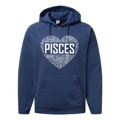 Pisces Zodiac Traits Horoscope Astrology Sign Gift Heart Funny Gift Performance Fleece Hoodie