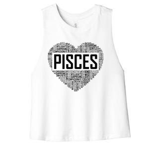 Pisces Zodiac Traits Horoscope Astrology Sign Gift Heart Funny Gift Women's Racerback Cropped Tank