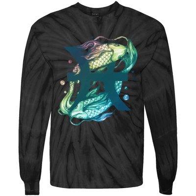 Pisces Zodiac Watercolor Tie-Dye Long Sleeve Shirt