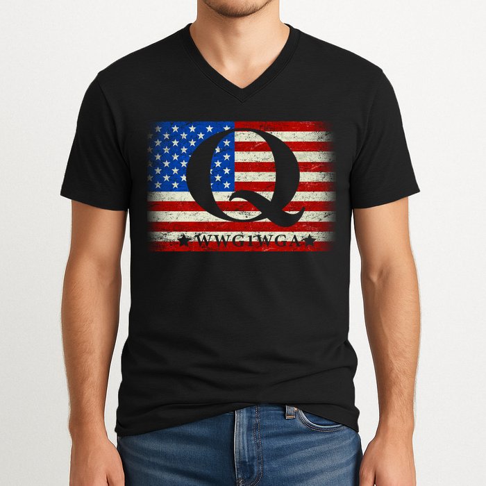 Q-anon  WWG1WGA Where We Go One We Go All V-Neck T-Shirt