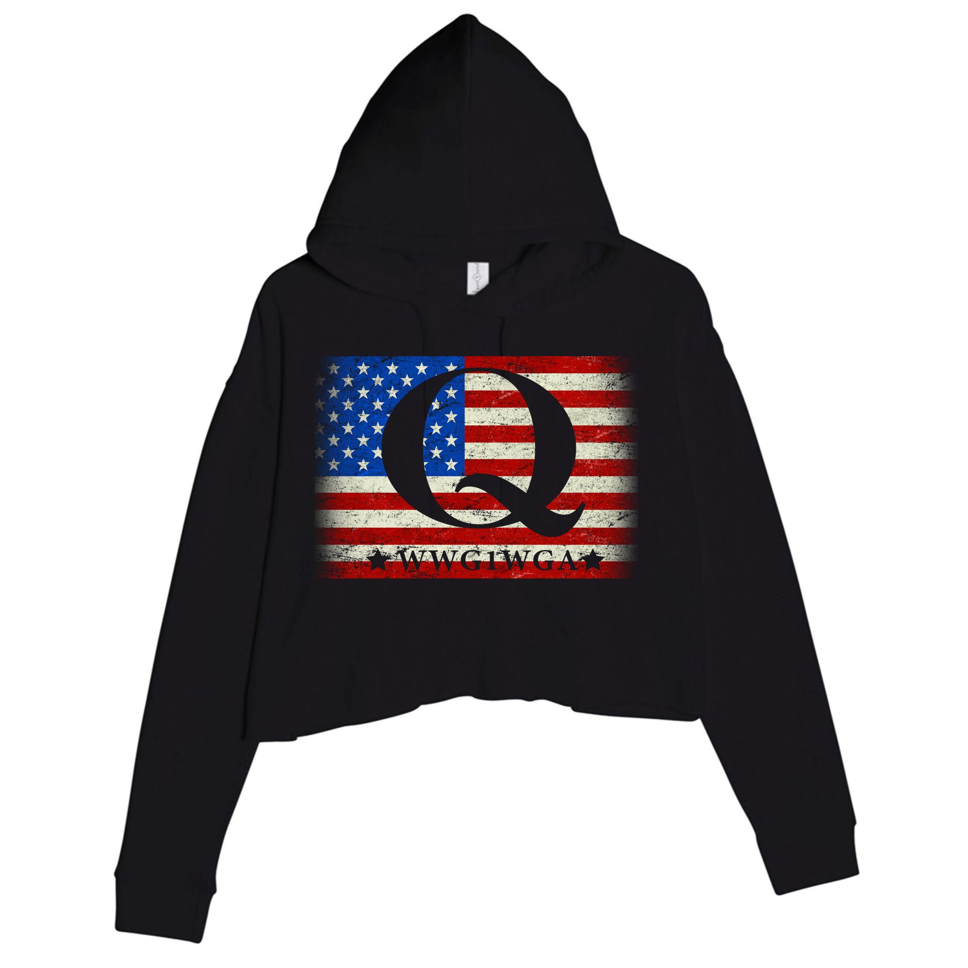 Q-anon  WWG1WGA Where We Go One We Go All Crop Fleece Hoodie