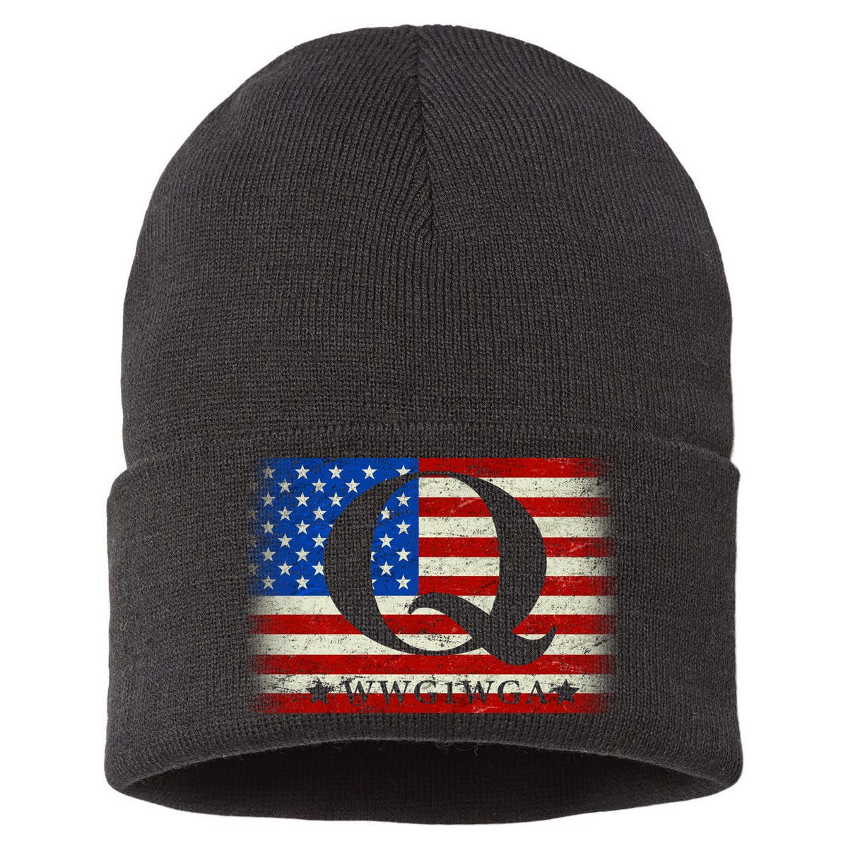 Q-anon  WWG1WGA Where We Go One We Go All Sustainable Knit Beanie