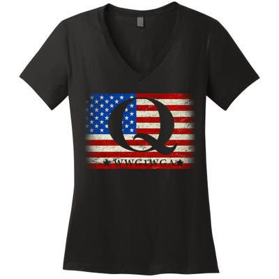 Q-anon  WWG1WGA Where We Go One We Go All Women's V-Neck T-Shirt