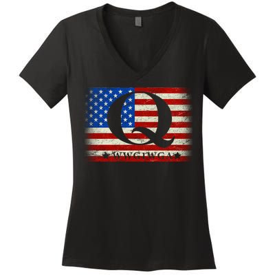 Q-anon  WWG1WGA Where We Go One We Go All Women's V-Neck T-Shirt