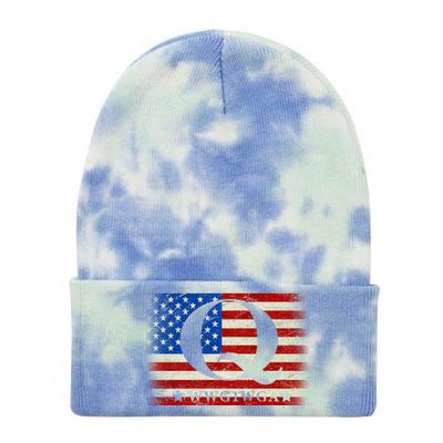 Q-anon  WWG1WGA Where We Go One We Go All Tie Dye 12in Knit Beanie