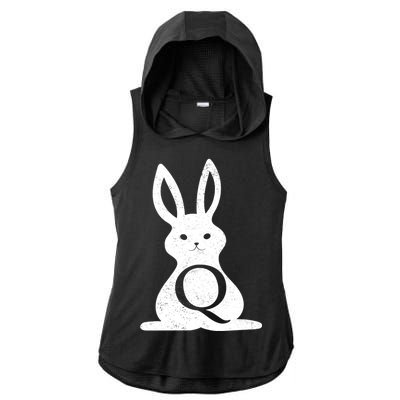 Q Anon Bunny Qanon Ladies PosiCharge Tri-Blend Wicking Draft Hoodie Tank