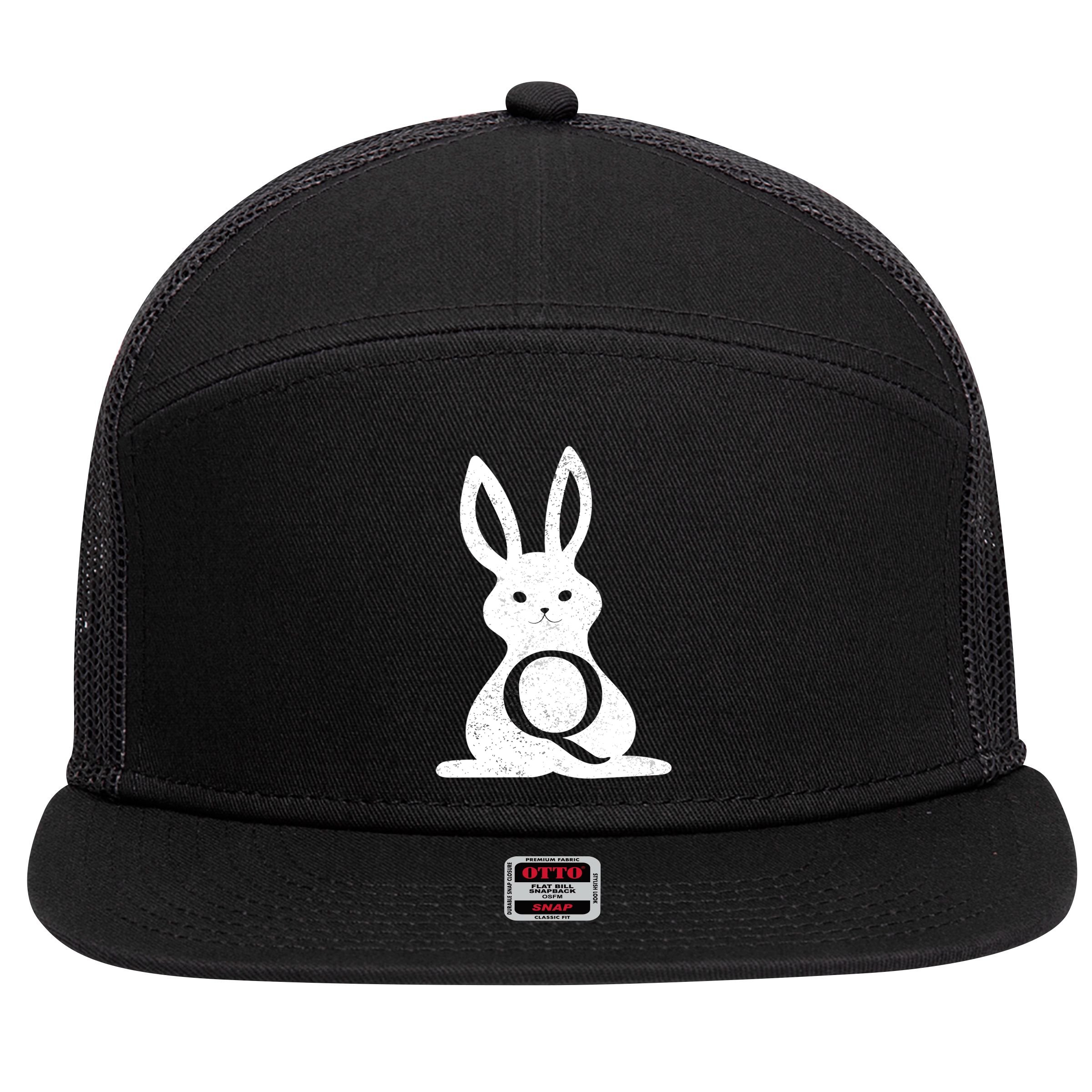 Q Anon Bunny Qanon 7 Panel Mesh Trucker Snapback Hat