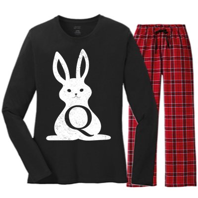 Q Anon Bunny Qanon Women's Long Sleeve Flannel Pajama Set 