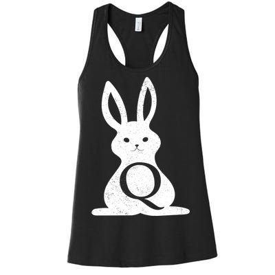 Q Anon Bunny Qanon Women's Racerback Tank