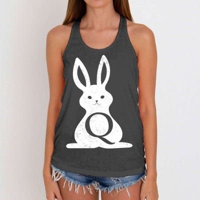 Q Anon Bunny Qanon Women's Knotted Racerback Tank