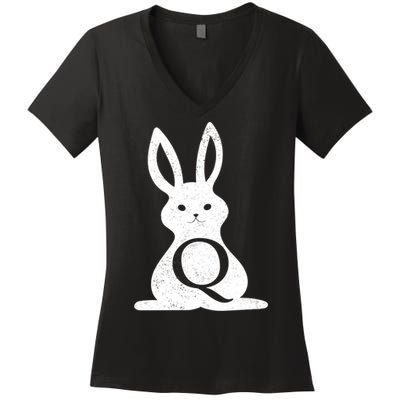 Q Anon Bunny Qanon Women's V-Neck T-Shirt
