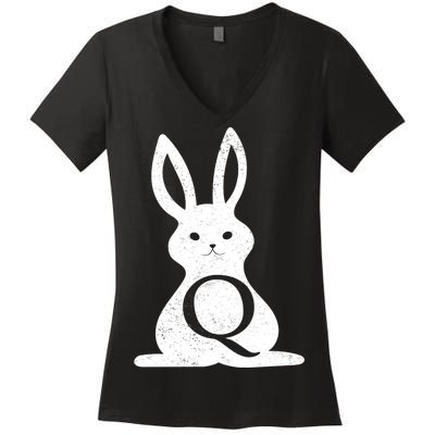 Q Anon Bunny Qanon Women's V-Neck T-Shirt